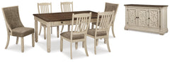 Bolanburg Two-tone Dining Table and 6 Chairs with Server - Ornate Home