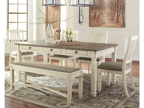 Bolanburg Two-tone Dining Table with 4 Chairs and Bench - Ornate Home