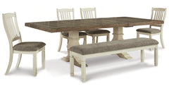 Bolanburg Two-tone Extension Dining Table, 4 Chairs and Bench - Ornate Home