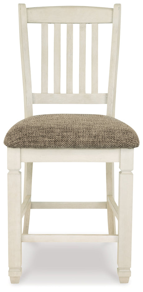 Bolanburg White Counter Height Dining Table, 4 Barstools, Bench and Server - Ornate Home