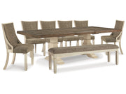 Bolanburg White Dining Table, 6 Chairs and Bench - Ornate Home