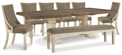 Bolanburg White Dining Table, 6 Chairs and Bench - Ornate Home