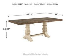Bolanburg White Dining Table, 6 Chairs and Bench - Ornate Home