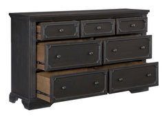 Bolingbrook Wire-Brushed Charcoal/Brown 5-Piece Queen Bedroom Set - Ornate Home