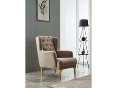 Bolivya Beige Chair With Gold Legs - Ornate Home
