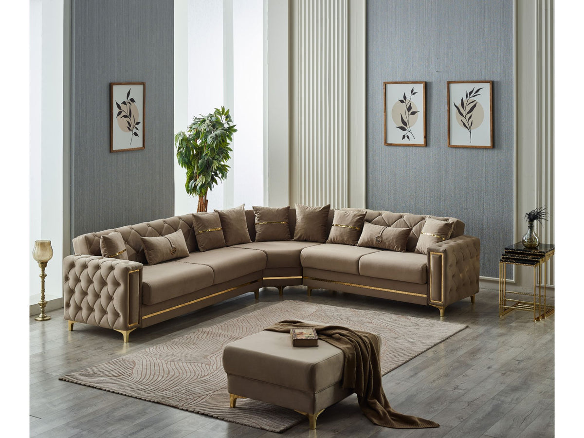 Bolivya Beige Convertible Sectional Sofa - Ornate Home