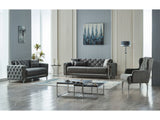 Bolivya Grey Convertible Loveseat With Silver Legs - Ornate Home