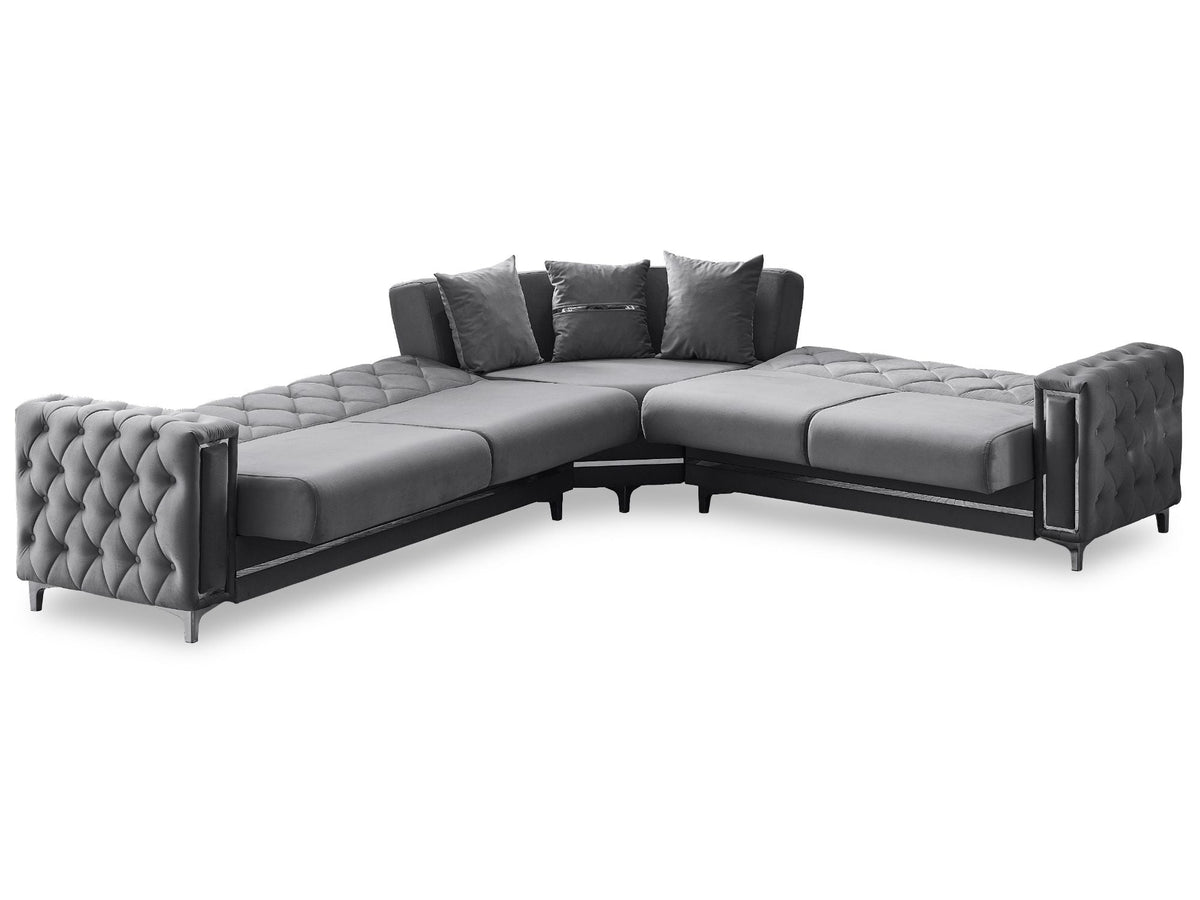 Bolivya Grey Convertible Sectional Sofa - Ornate Home