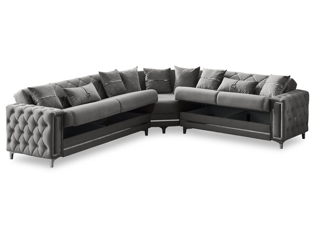 Bolivya Grey Convertible Sectional Sofa - Ornate Home