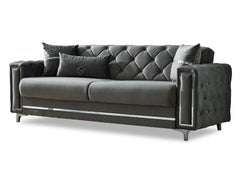 Bolivya Grey Convertible Sofa With Silver Legs - Ornate Home