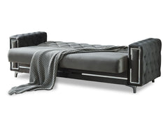 Bolivya Grey Convertible Sofa With Silver Legs - Ornate Home
