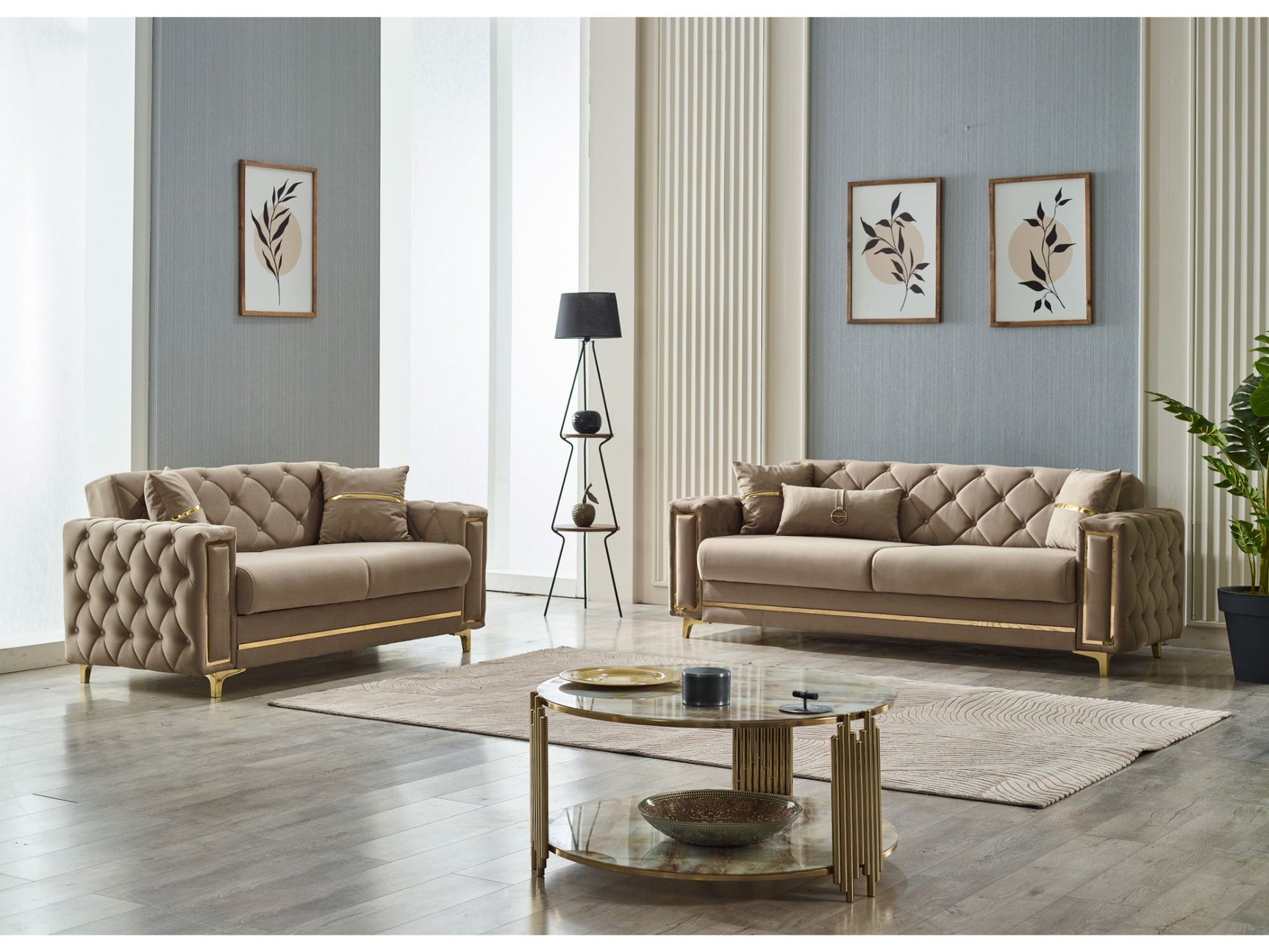 Bolivya Beige 3-pieces (Sofa & Loveseat & Chair) Living Room Set