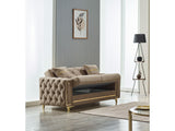 Bolivya Beige Convertible Loveseat With Gold Legs