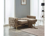 Bolivya Beige Convertible Loveseat With Gold Legs