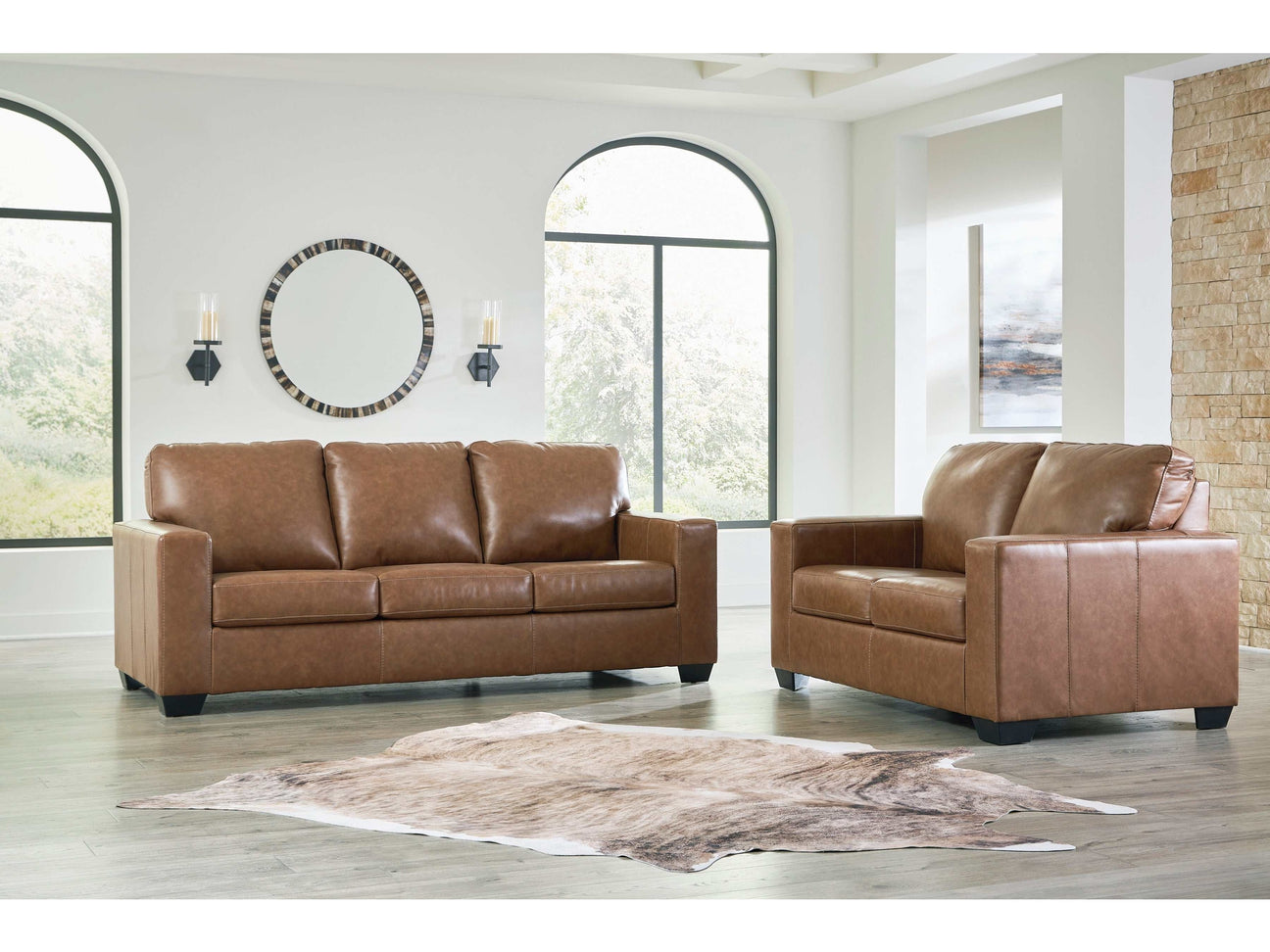 Bolsena Caramel Leather Living Room Set / 2pc (Online Special Price) - Ornate Home