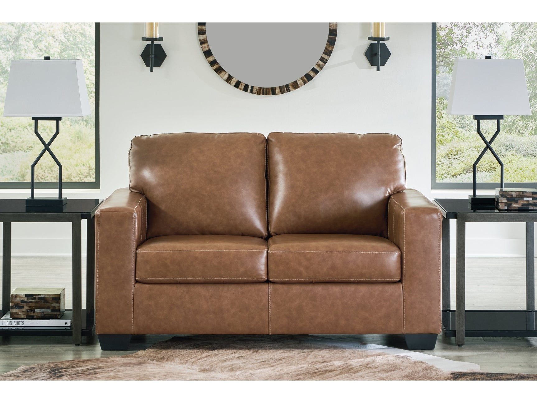 Bolsena Caramel Leather Loveseat (Online Special Price) - Ornate Home