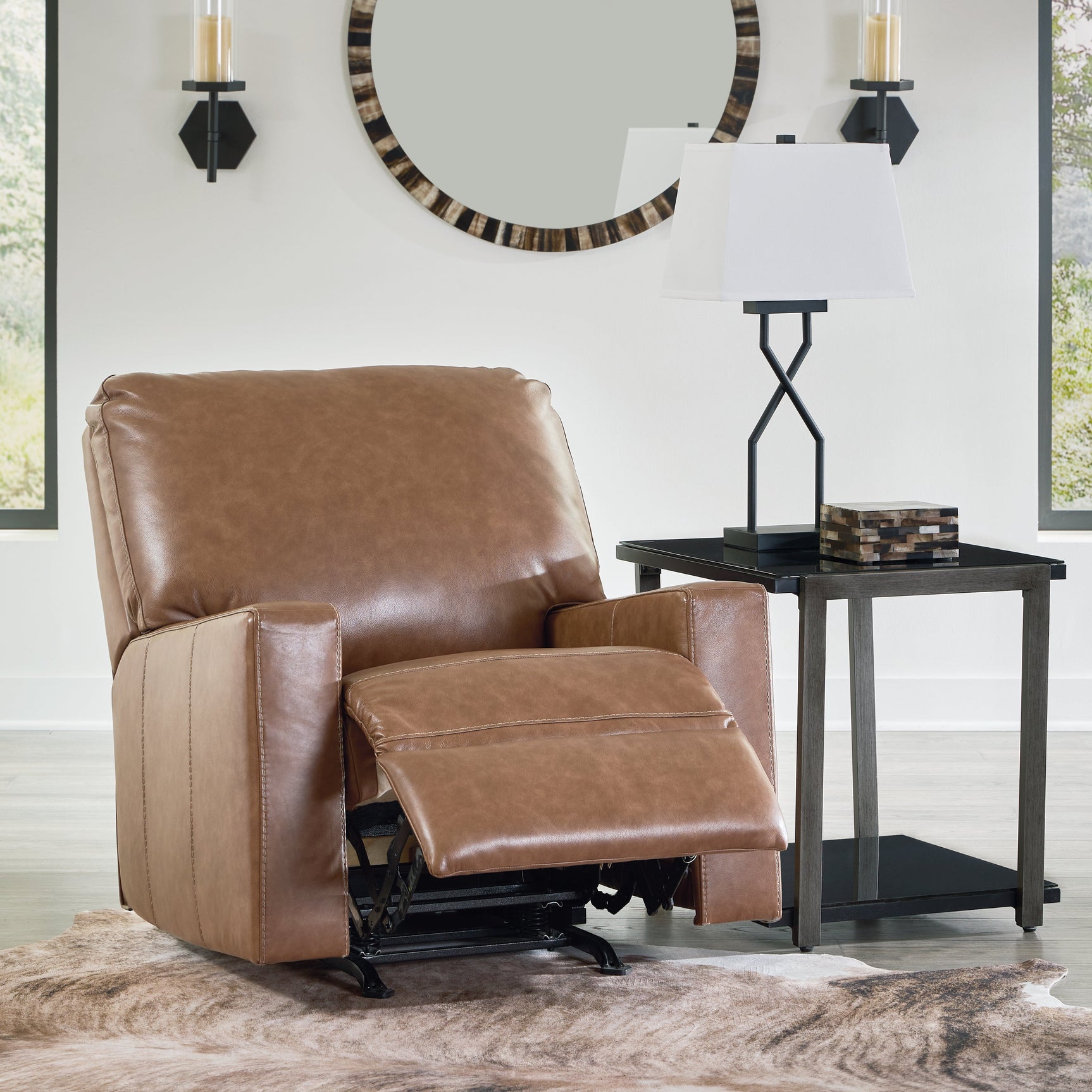 Bolsena Caramel Leather Rocker Recliner - Ornate Home