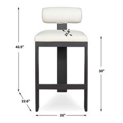 Bolster Back Black/White Outdoor Bar Stool - Ornate Home