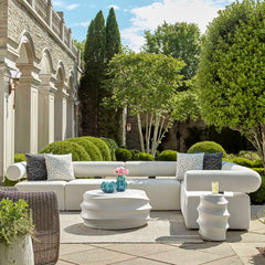 Bolster Back White Armless Outdoor Sofa - Ornate Home