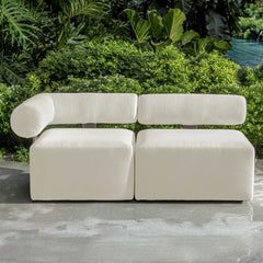 Bolster Back White Armless Outdoor Sofa - Ornate Home