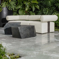 Bolster Back White Armless Outdoor Sofa - Ornate Home