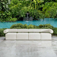 Bolster Back White Armless Outdoor Sofa - Ornate Home