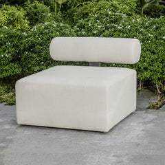 Bolster Back White Armless Outdoor Sofa - Ornate Home
