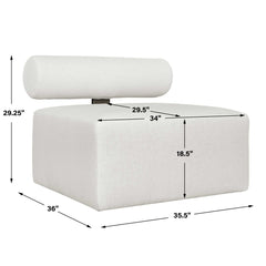 Bolster Back White Armless Outdoor Sofa - Ornate Home
