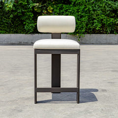Bolster Back White Outdoor Counter Stool - Ornate Home