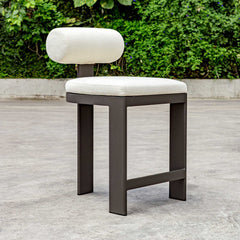 Bolster Back White Outdoor Counter Stool - Ornate Home