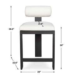 Bolster Back White Outdoor Counter Stool - Ornate Home