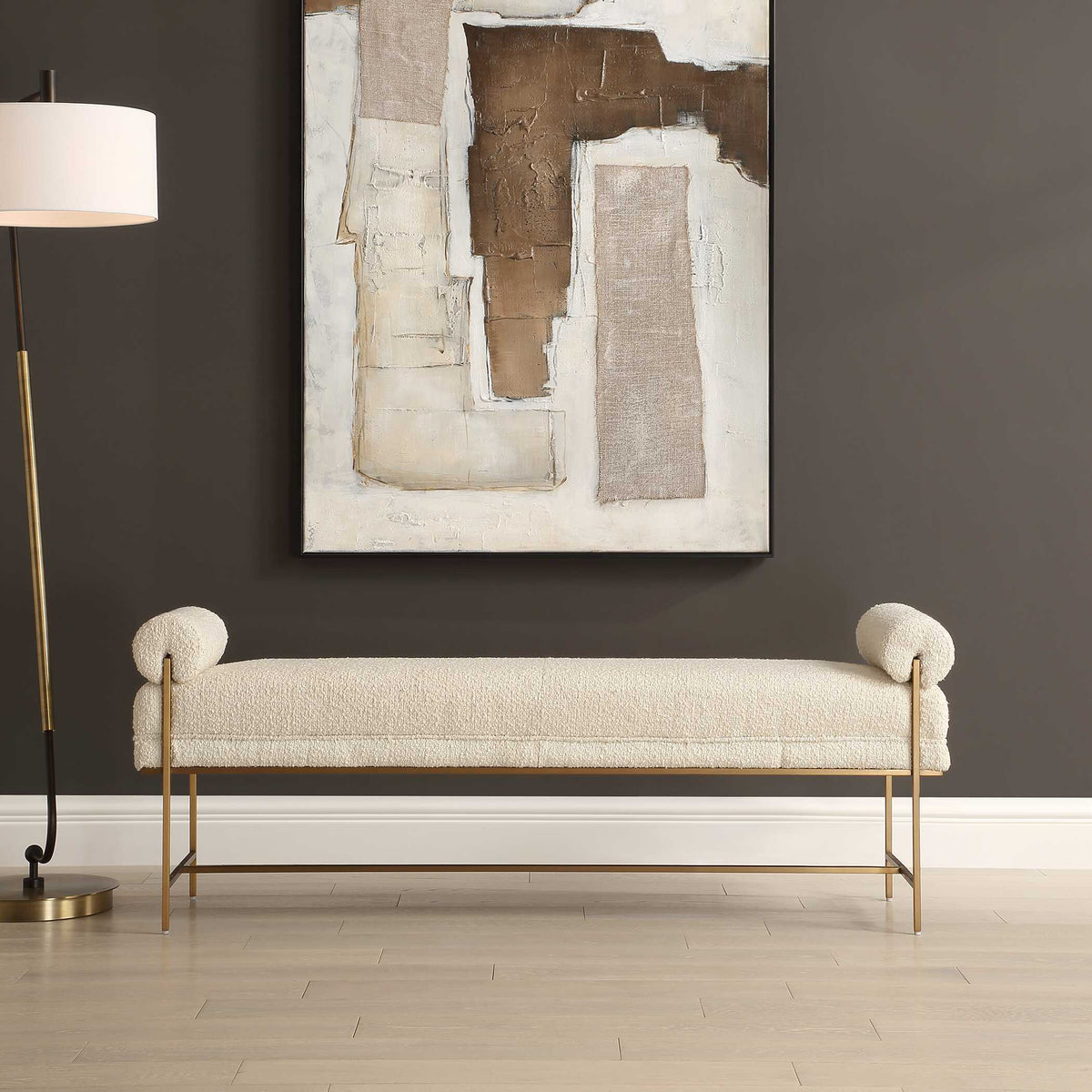 Bolster Pearl White Bench - Ornate Home