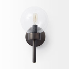 Boltern Black Glass Globe Wall Sconce - Ornate Home