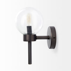 Boltern Black Glass Globe Wall Sconce - Ornate Home