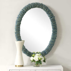 Bonaire Teal Blue Oval Mirror - Ornate Home