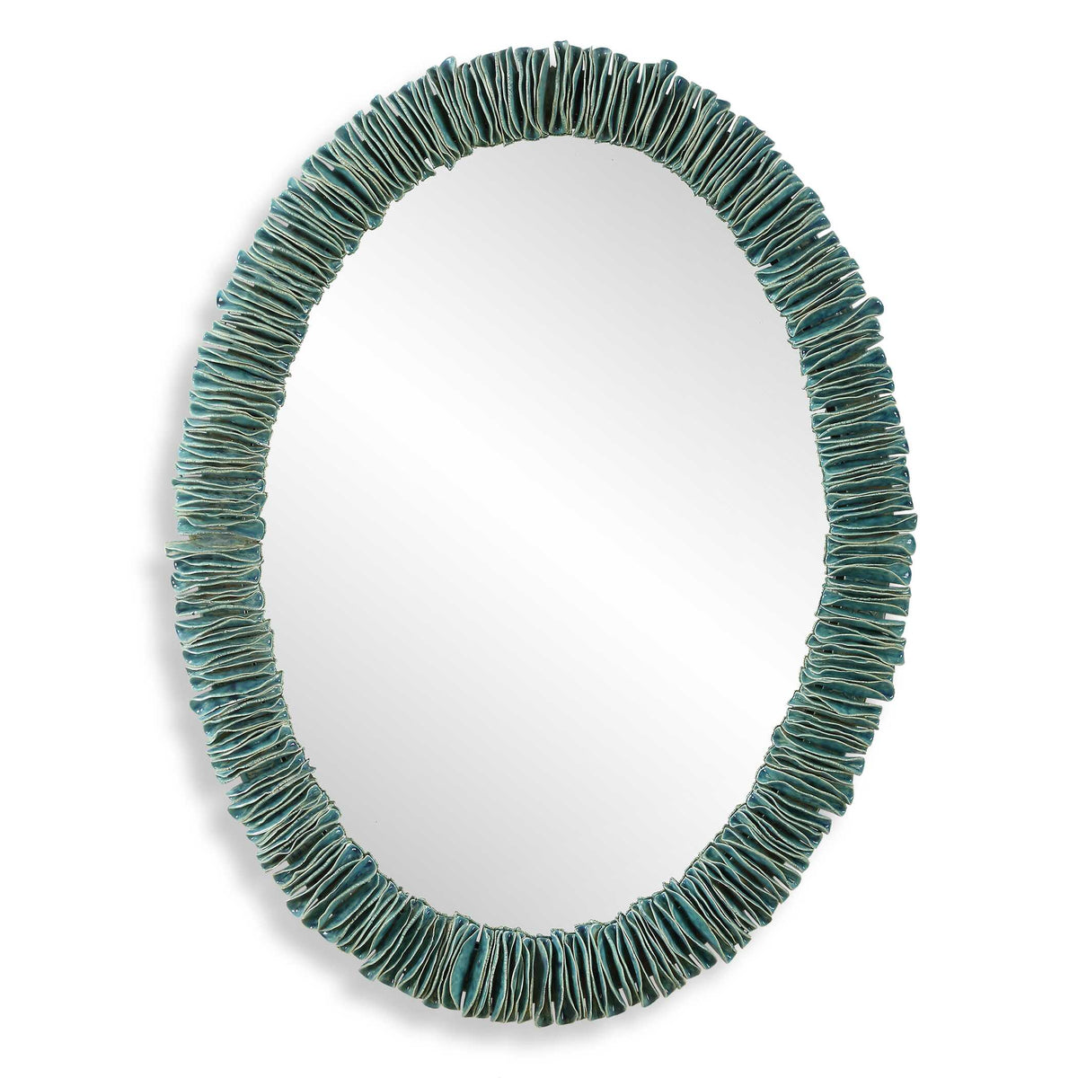 Bonaire Teal Blue Oval Mirror - Ornate Home