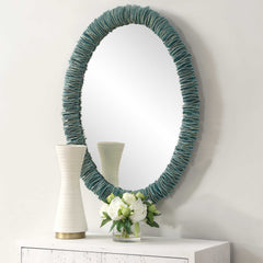 Bonaire Teal Blue Oval Mirror - Ornate Home