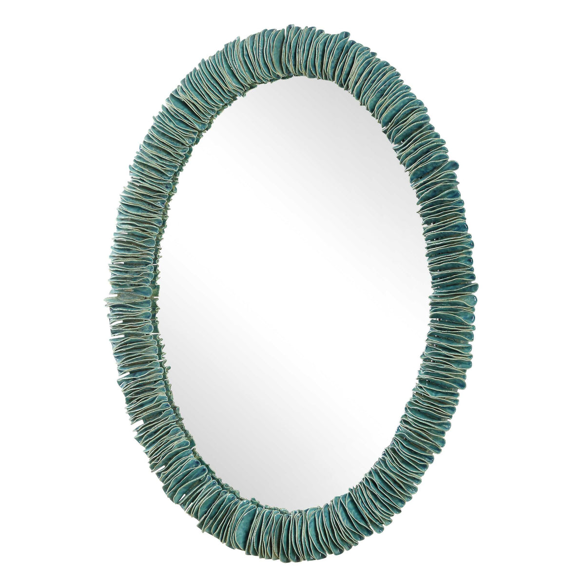 Bonaire Teal Blue Oval Mirror - Ornate Home