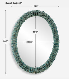 Bonaire Teal Blue Oval Mirror - Ornate Home