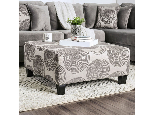 Bonaventura Gray/Pattern Ottoman - Ornate Home