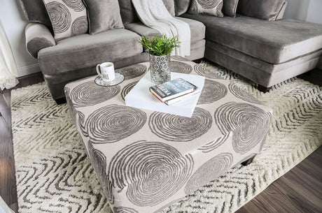Bonaventura Gray/Pattern Ottoman - Ornate Home