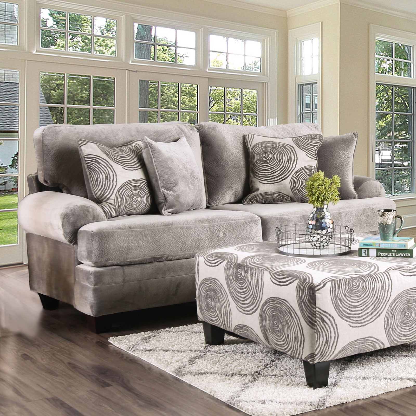 Bonaventura Gray/Pattern Sofa & Loveseat - Ornate Home