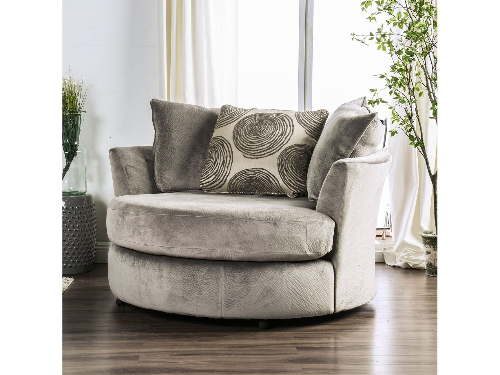 Bonaventura Gray/Pattern Swivel Chair - Ornate Home