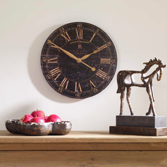 Bond Street Black 18" Wall Clock - Ornate Home