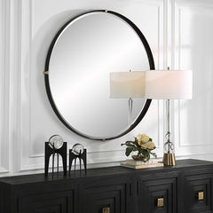 Bonded Black Round Mirror - Ornate Home