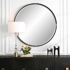Bonded Black Round Mirror - Ornate Home