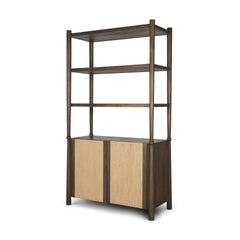 Bondi Dark Brown 2 Door Open Wood with Paper Rope Shelving Unit - Ornate Home