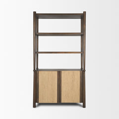 Bondi Dark Brown 2 Door Open Wood with Paper Rope Shelving Unit - Ornate Home