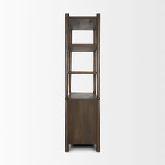 Bondi Dark Brown 2 Door Open Wood with Paper Rope Shelving Unit - Ornate Home