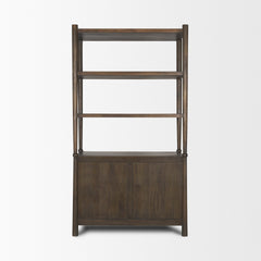 Bondi Dark Brown 2 Door Open Wood with Paper Rope Shelving Unit - Ornate Home